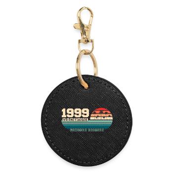 26. Geburtstag 1999 Vintage 1999 Retro Sunset - Runder Schlüsselanhänger - Schwarz - Vorne