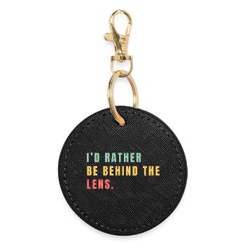 I'd rather be behind the lens - Round Keyring - black - Front
