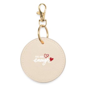 You Are Enough Heart Mindfulness Statement - Round Keyring - oyster - Front
