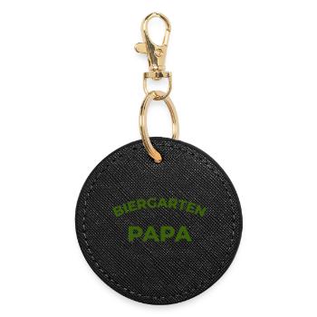 Biergarten Papa–Lustiges Vater Bier Frühlingfest - Runder Schlüsselanhänger - Schwarz - Vorne