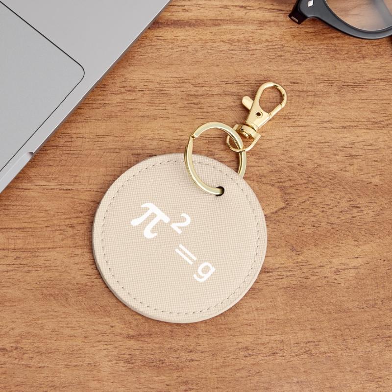 Funny Math Joke Pun - Pi Joke pi squared = g Maths Round Keyring