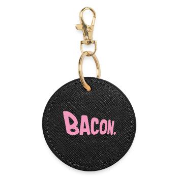 Bacon Speck Lebensmittel Lustig Fleisch Foodie - Runder Schlüsselanhänger - Schwarz - Vorne