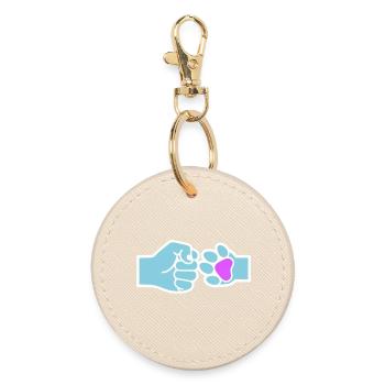 Fist Paw Check Human Animal Team - Round Keyring - oyster - Front