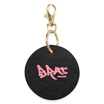 Texte du logo Pink Brat en graffiti - Porte-clés rond - noir - Devant