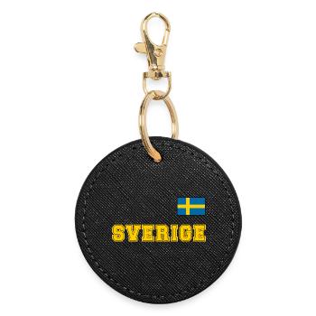 SCHWEDEN - SVERIGE Trikot Look - Flagge auf Brust - Runder Schlüsselanhänger - Schwarz - Vorne