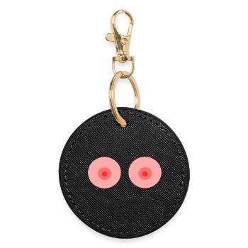 Bosoms, breasts - Round Keyring - black - Front