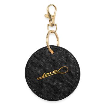 Cooked with love - golden cooking spoon with typo - Round Keyring - black - Front