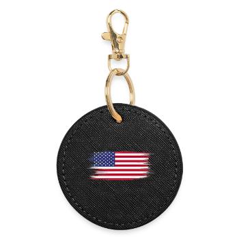 Drapeau Américain Brush - Porte-clés rond - noir - Devant