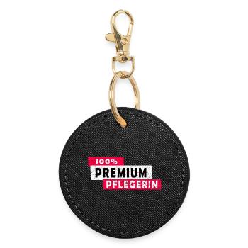 100% Premium Pflegerin Design / Geschenkidee - Runder Schlüsselanhänger - Schwarz - Vorne
