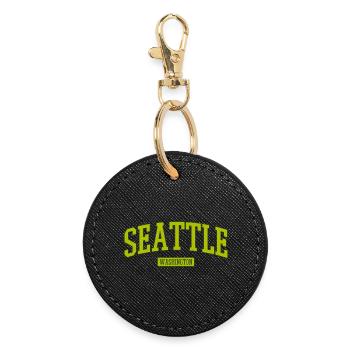 Seattle Washington Lettering - Round Keyring - black - Front