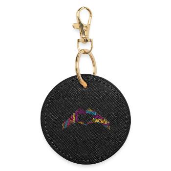 LGBTQIA+ T-Shirt Hände Herzform Wort LGBT - Runder Schlüsselanhänger - Schwarz - Vorne