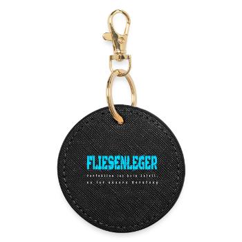 Fliesenleger Design - Runder Schlüsselanhänger - Schwarz - Vorne