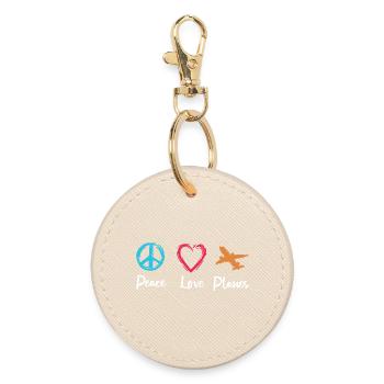 Peace Love Planes - Round Keyring - oyster - Front