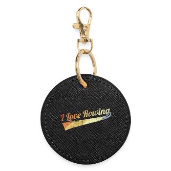 I like rowing - Round Keyring - black - Front