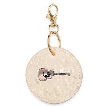 Gitarre Symbol musician Musiker Musik Logo Band - Runder Schlüsselanhänger - Auster - Vorne