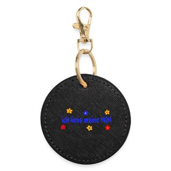 Fête des mères J’aime ma maman - Porte-clés rond - noir - Devant