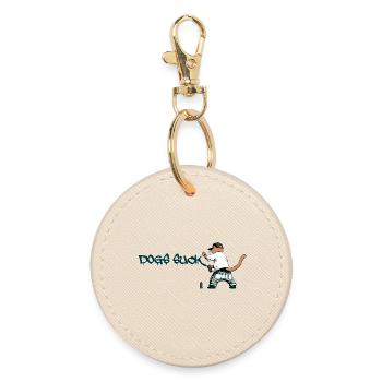 Cat Graffiti Dogs Suck - Round Keyring - oyster - Front