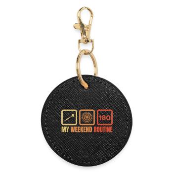 Routine du week-end des joueurs de fléchettes - Porte-clés rond - noir - Devant