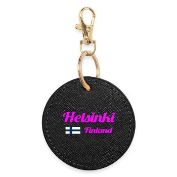 Helsinki, Finlande - Imprimés élégants - Porte-clés rond - noir - Devant