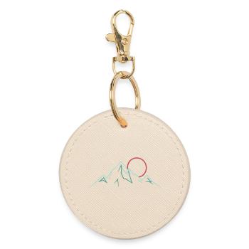 Minimalistische Bergkette mit aufgehender Sonne - Runder Schlüsselanhänger - Auster - Vorne