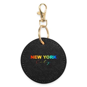 Arc-en-ciel de New York - Porte-clés rond - noir - Devant