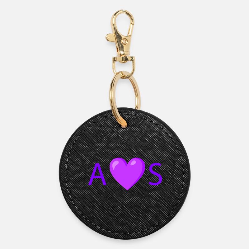 Design de typographie minimaliste Heart Love - Porte-clés rond - noir