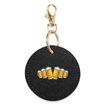 Beer Glass Beer Mug Beer - Round Keyring - black - Front