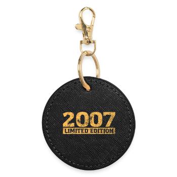 Limited Edition 2007 18. Geburtstag Geschenk - Runder Schlüsselanhänger - Schwarz - Vorne