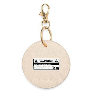DashCam GPS Warning - Round Keyring - oyster - Front