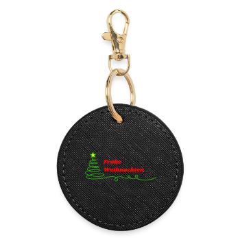 Frohe Weihnachten - Minimalistisch - Runder Schlüsselanhänger - Schwarz - Vorne