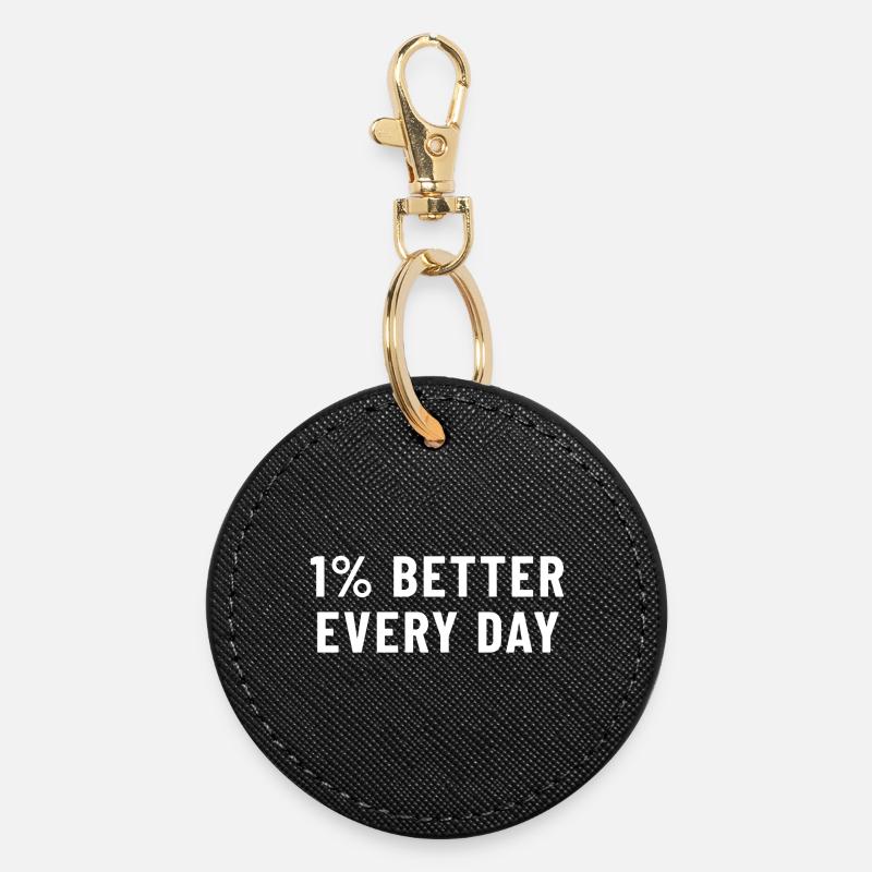 1% Better Every Day - Runder Schlüsselanhänger - Schwarz