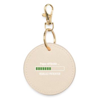 Daddy thinks please wait humor dad - Round Keyring - oyster - Front