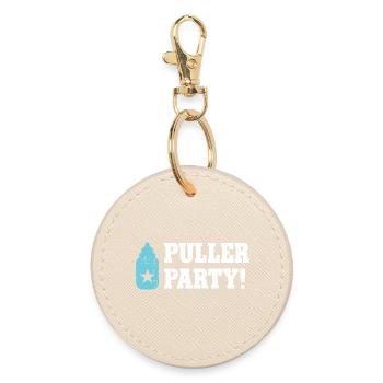 Pullerparty Babybier Babypinkeln Babyparty Papa - Runder Schlüsselanhänger - Auster - Vorne