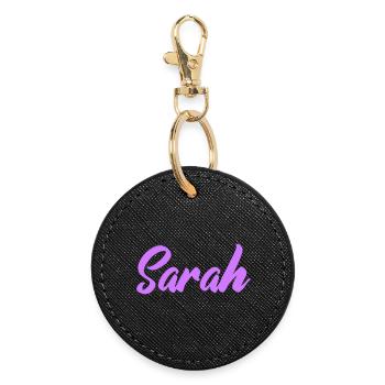Nom de Sarah Police Imprimé - Porte-clés rond - noir - Devant