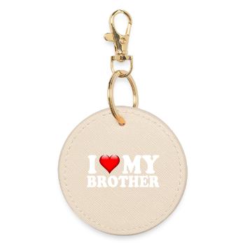 I Love My Brother Best Sibling Family Gift - Round Keyring - oyster - Front