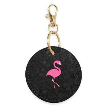 flamant - Porte-clés rond - noir - Devant