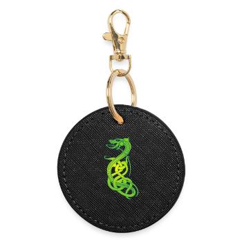 Infinite green and yellow snake - Round Keyring - black - Front
