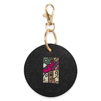 Modèle art - ethno couleur - Porte-clés rond - noir - Devant