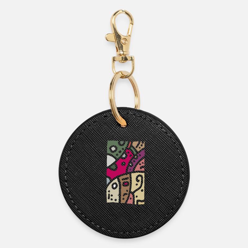Modèle art - ethno couleur - Porte-clés rond - noir