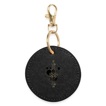 Main Hamsa dorée lotus éthéré - Porte-clés rond - noir - Devant