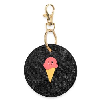 Crème glacée Crème glacée à la fraise - Porte-clés rond - noir - Devant