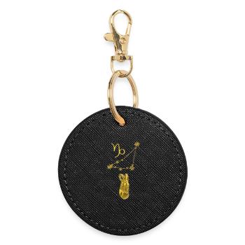 Constellation Capricorn 3D, gold - Round Keyring - black - Front