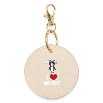 Cool Cute Bird Penguin Statement Animal Heart - Round Keyring - oyster - Front