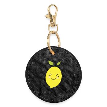 Citron, Citron vert, Citron vert, Fruits, Fruits, Végétalien - Porte-clés rond - noir - Devant