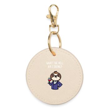 Chilling Animal Relax Sloth Statement Mammal - Round Keyring - oyster - Front