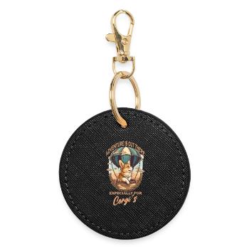 Adventurer dog in hot air balloon - Round Keyring - black - Front