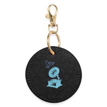 Music Gramophone Retro - Round Keyring - black - Front