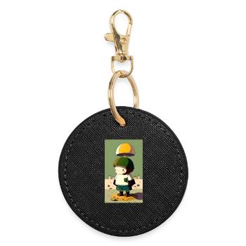 Mushroom mushroom character - Round Keyring - black - Front