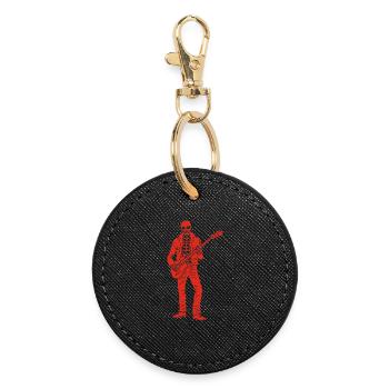 Squelette guitariste (rouge) - Porte-clés rond - noir - Devant