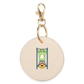 Turtle Bodybuilder Pull-ups Bodybuilding - Round Keyring - oyster - Front